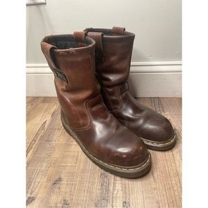 Dr. Martens Steel Toe Air Wave Brown Leather Boots10 Oil Resistant Cushioned Sol